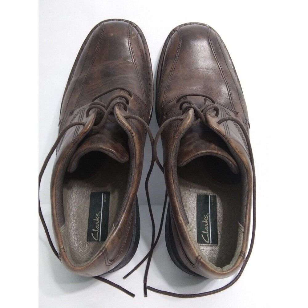 Clarks Men's Size 10.5 Booker Brown Antique Leather Distressed Oxfords Lace Up - Picture 8 of 11